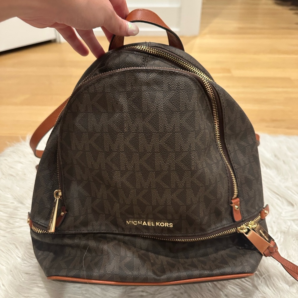 Michael Kors Dark Brown Logo Backpack